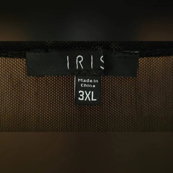 Iris Women's 3XL Juniors Long Sleeve Black Mesh Bodysuit Red Rose Embroidery - Picture 3 of 13